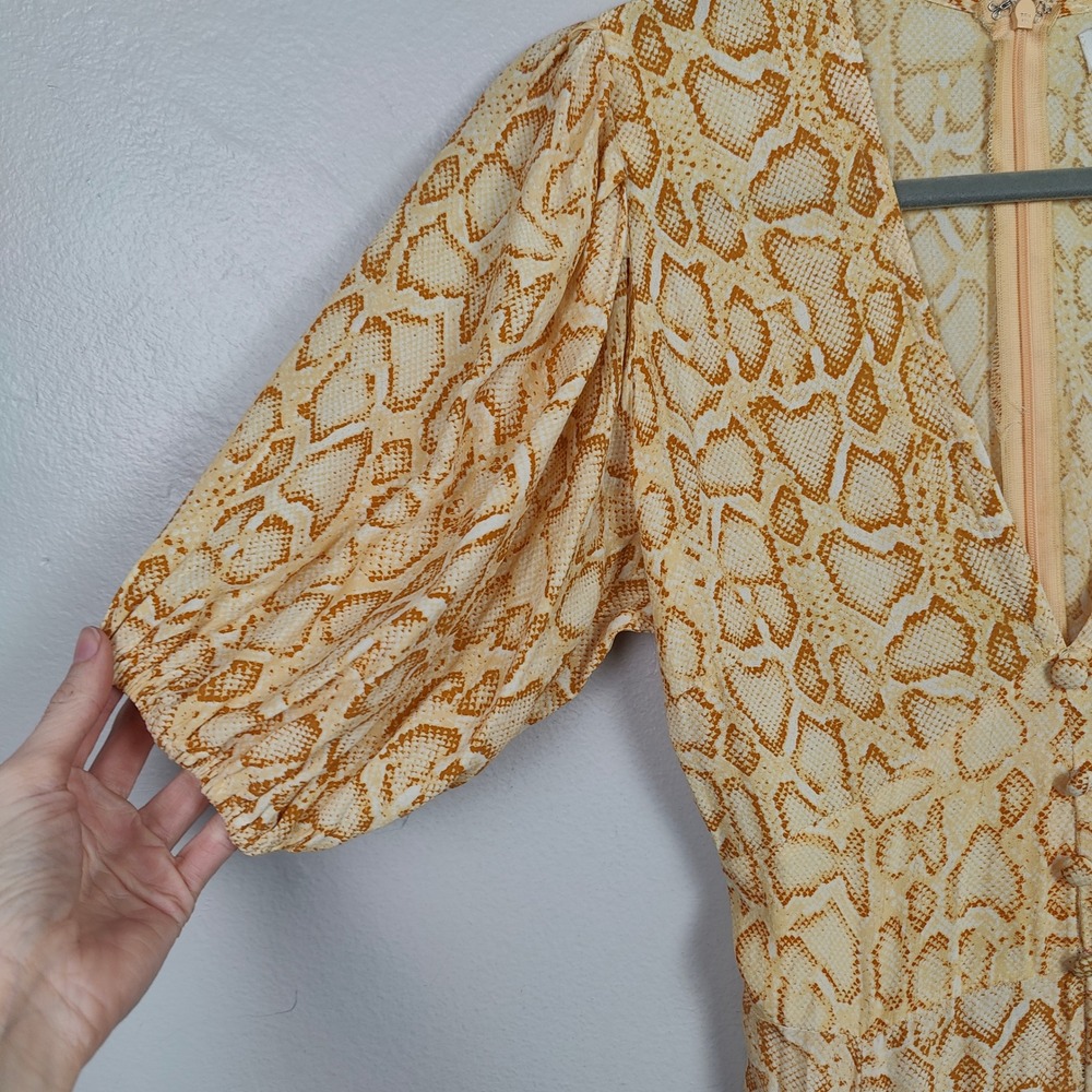Faithfull the Brand Yellow Snake-Print Midi Dress - Picture 4 of 10